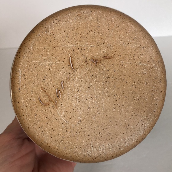 Art Pottery Glazed Basket Style Bowl With Bamboo Handle-Signed - Picture 13 of 15